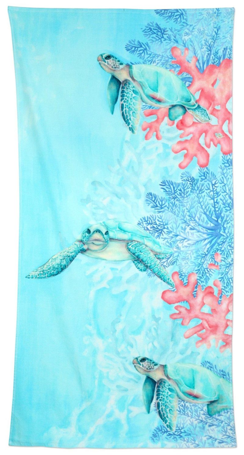 Beach & Pool | 30X60 Coastal Sea Turtle Print Beach Towel Beach & Pool Beach & Pool